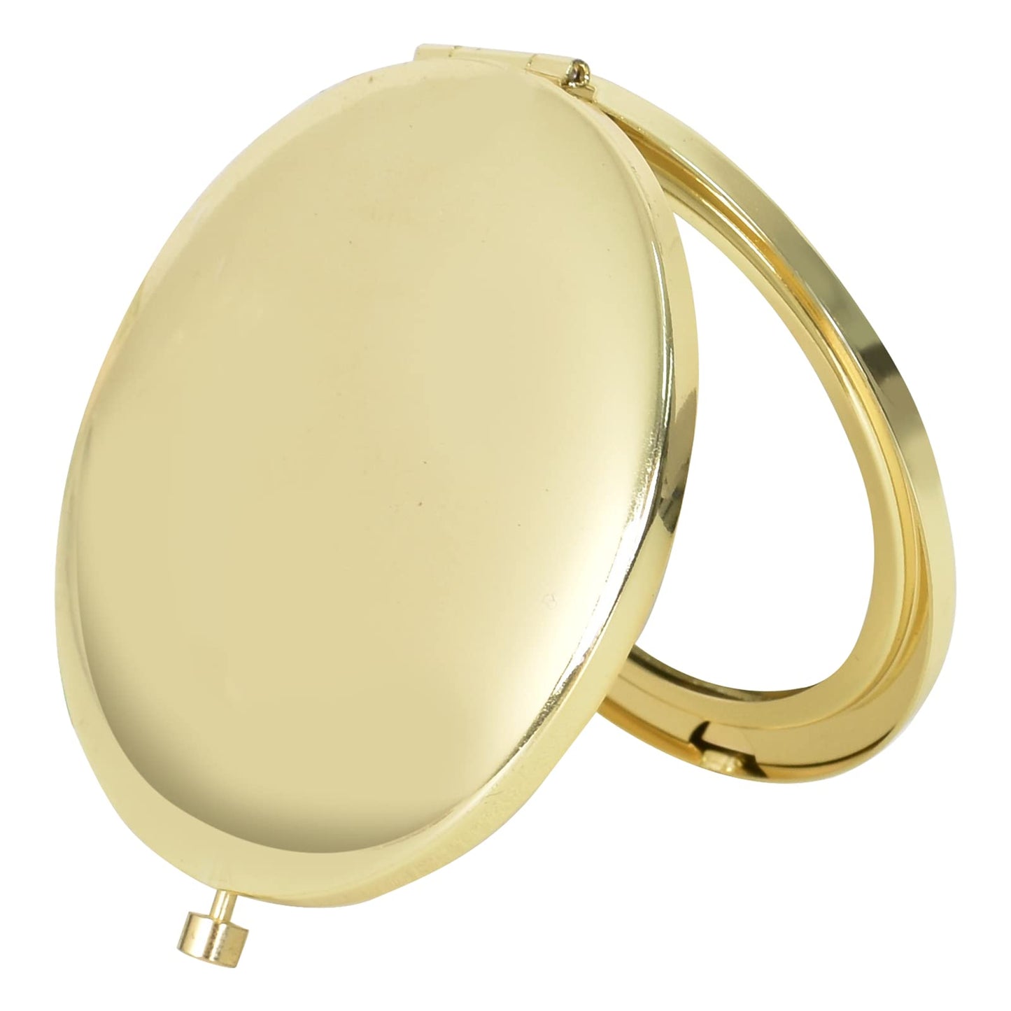 Portable Round Handheld Mirror – Compact Folding Makeup Travel Pocket Mirror with Double Sided Magnification, Gold