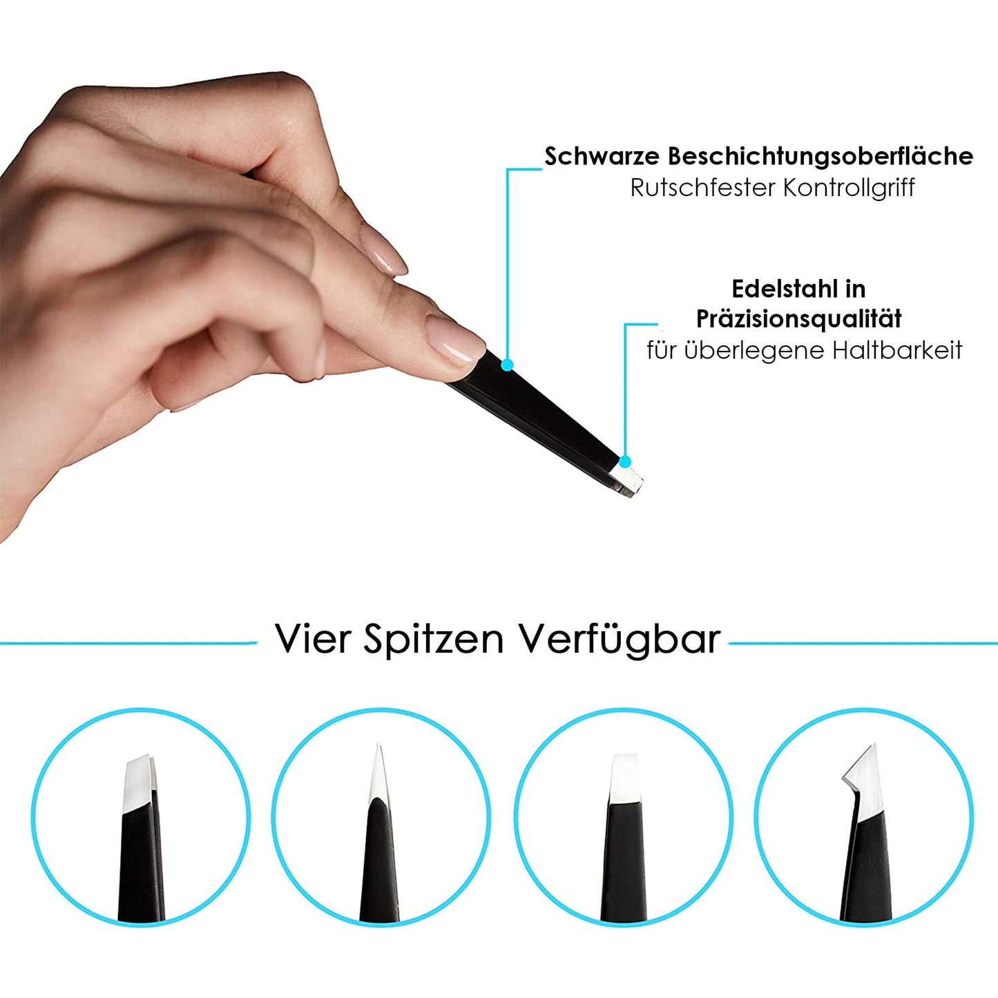 Eyebrow Tweezers Set – 4 Stainless Steel Precision Tweezers for Hair Removal, Blackheads and Ingrown Hairs