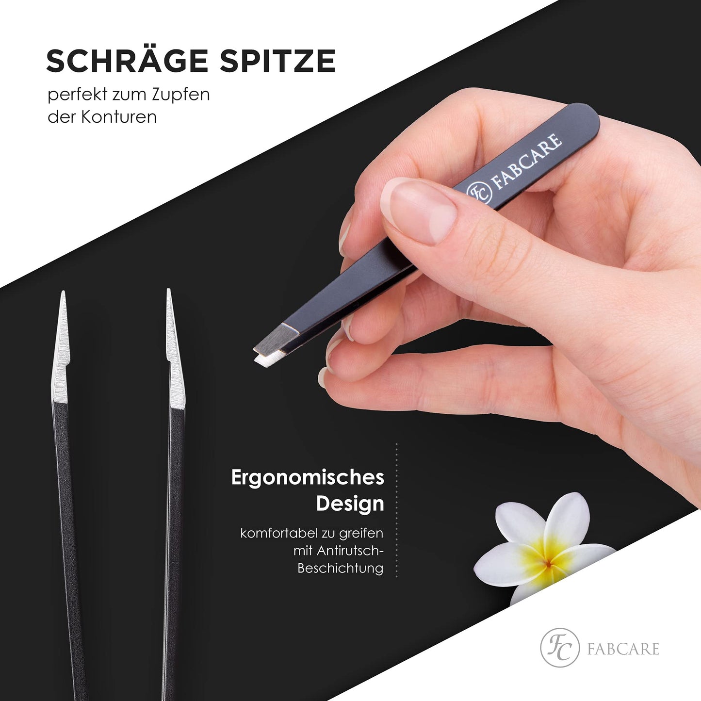 Professional Slanted Tweezer – Precision Hair Removal Tool with Anti-Slip Grip and Carry Case, Single Piece