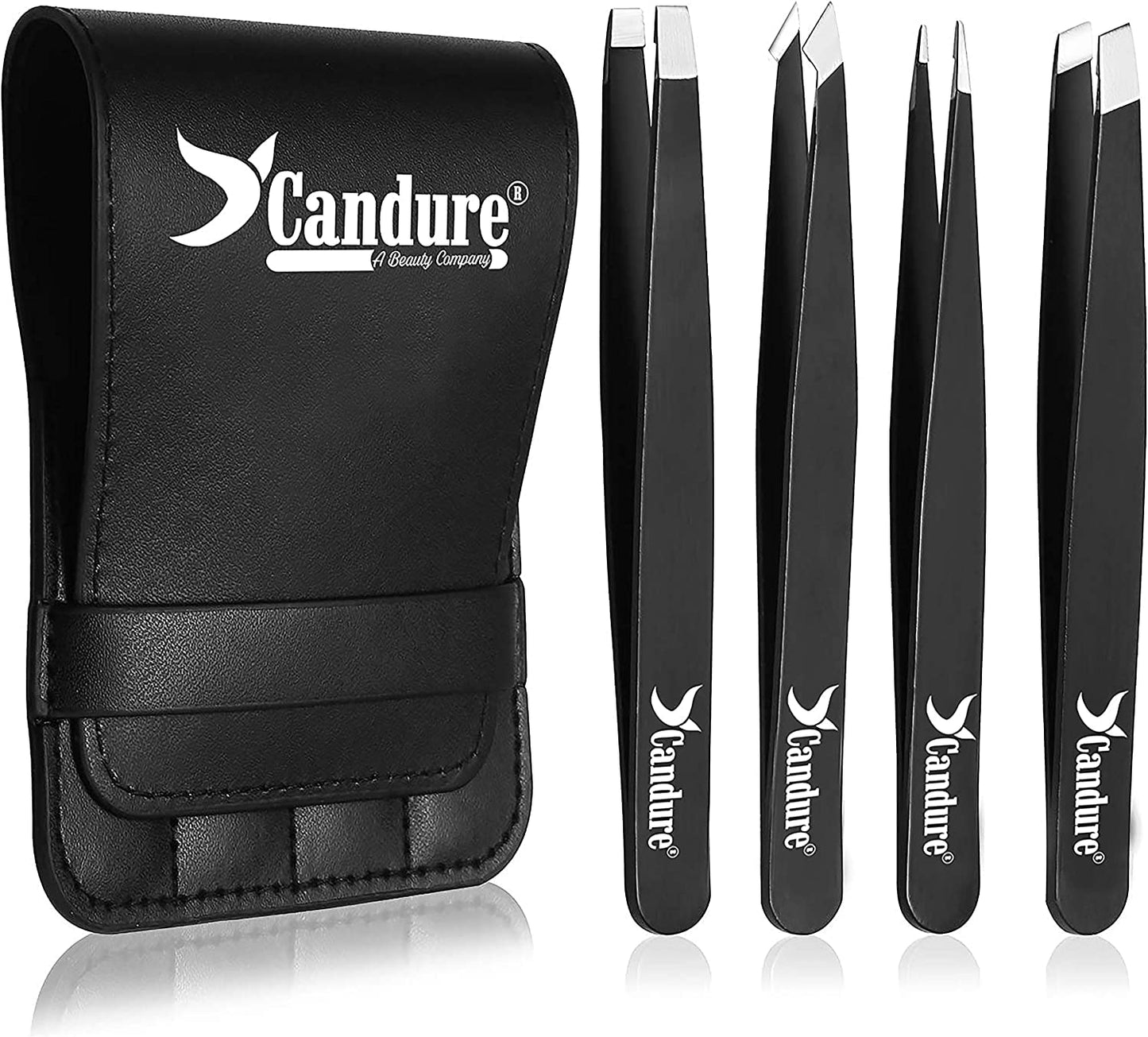 Eyebrow Tweezers Set – 4 Stainless Steel Precision Tweezers for Hair Removal, Blackheads and Ingrown Hairs