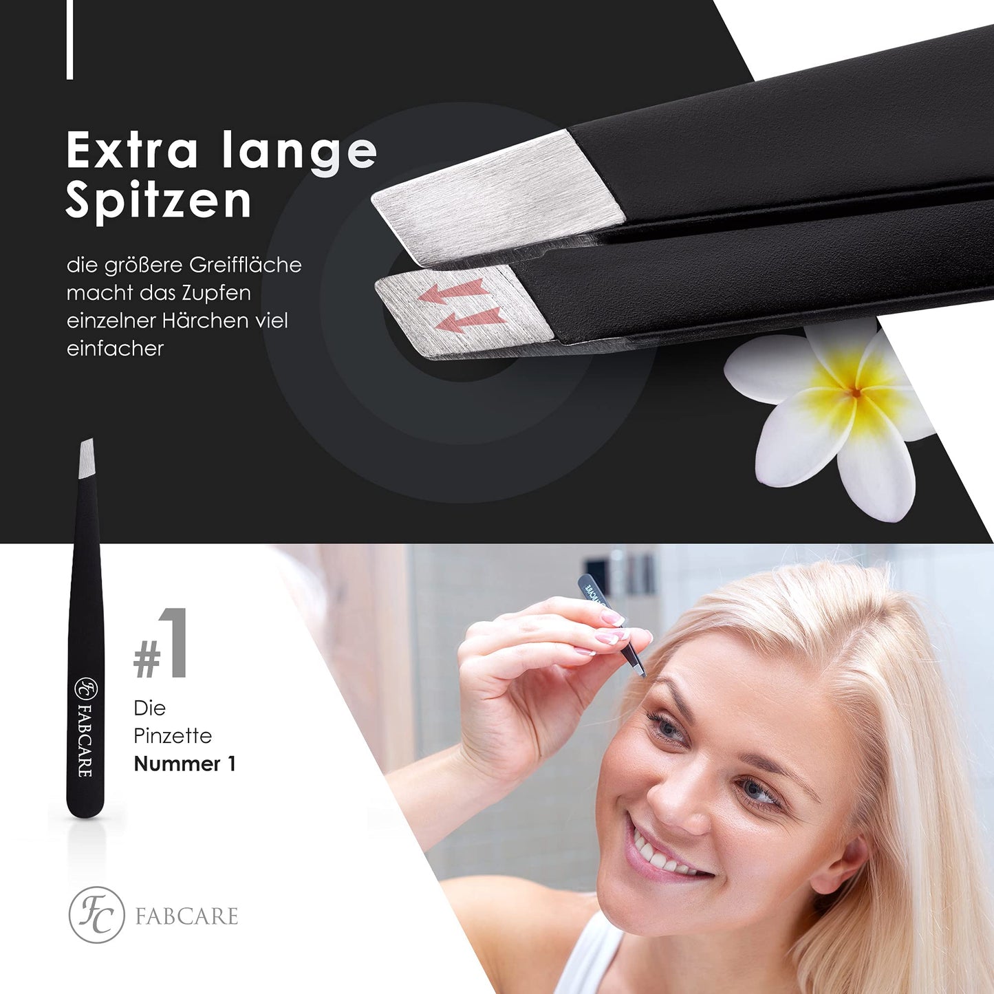 Professional Slanted Tweezer – Precision Hair Removal Tool with Anti-Slip Grip and Carry Case, Single Piece