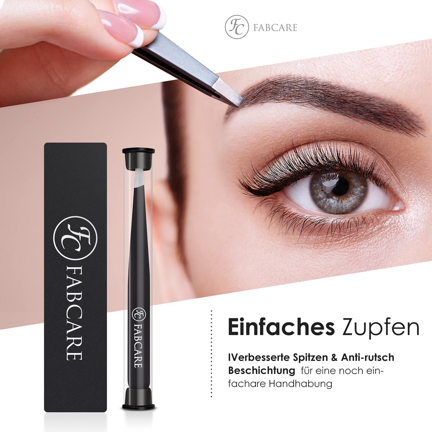 Professional Slanted Tweezer – Precision Hair Removal Tool with Anti-Slip Grip and Carry Case, Single Piece