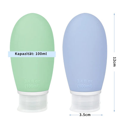 Travel Bottles Set 100ml – 3-Pack Silicone Refillable Containers for Shampoo, Cream, Lotion, Leakproof & TSA Approved