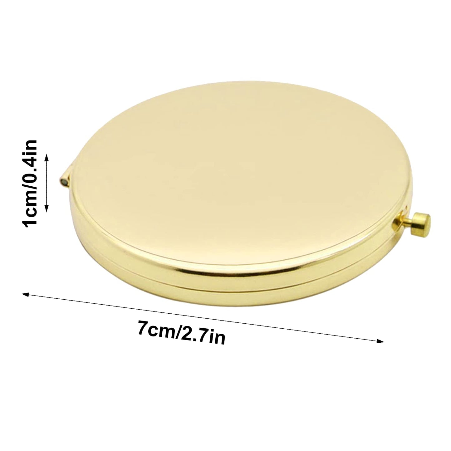 Portable Round Handheld Mirror – Compact Folding Makeup Travel Pocket Mirror with Double Sided Magnification, Gold