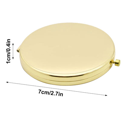 Portable Round Handheld Mirror – Compact Folding Makeup Travel Pocket Mirror with Double Sided Magnification, Gold