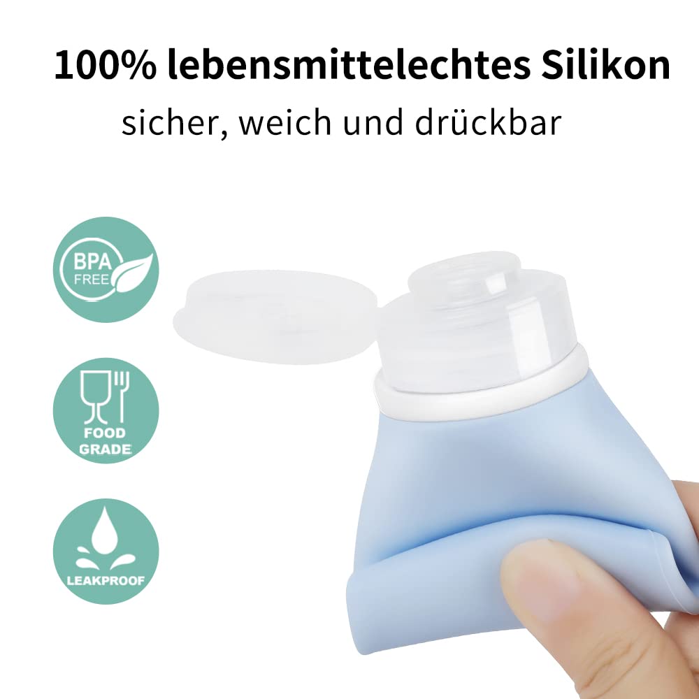 Travel Bottles Set 100ml – 3-Pack Silicone Refillable Containers for Shampoo, Cream, Lotion, Leakproof & TSA Approved