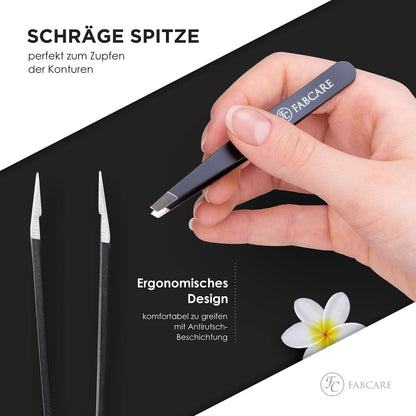 Professional Slanted Tweezer – Precision Hair Removal Tool with Anti-Slip Grip and Carry Case, Single Piece